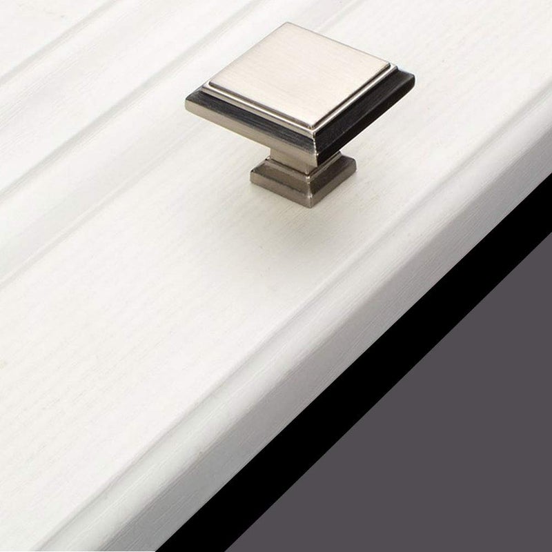 FOCCTS 5 Pack Cabinet Knobs Brushed Nickel, Kitchen Cabinet Hardware Square Knobs, Stainless Steel Cabinet Knobs for Dresser Drawers, 1-1/4 inch - Image 5